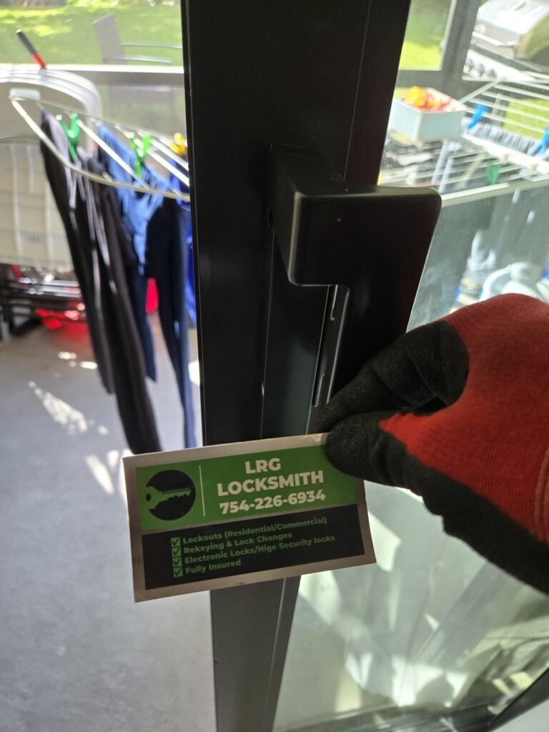 Sliding glass door lock service by LRG Locksmith